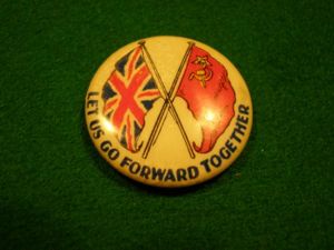 Russia To-Day Society badge.