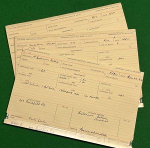 Redditch A.R.P. Personnel record cards.