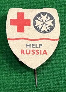 Red Cross & St.John Help Russia Flag Day emblem.