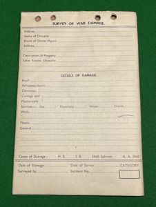 War Damage Survey Forms.