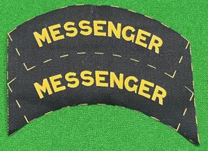 Printed Civil Defence Messenger Shoulder titles.