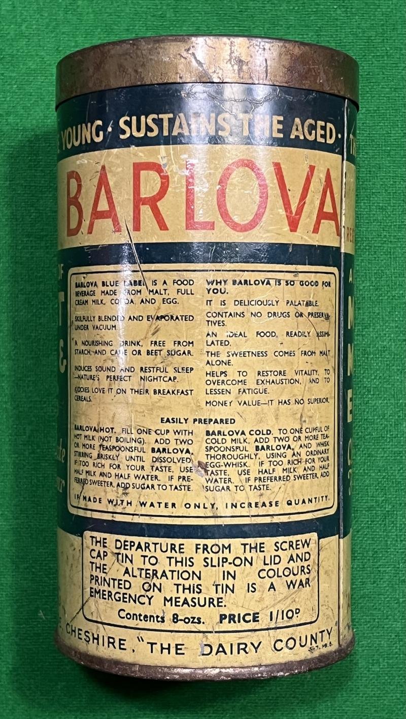 Wartime Barlova Malted Drink Tin. — image 2