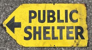 Public Shelter Enamel Sign.