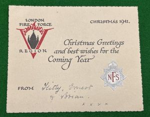 1941 London Fire Force Christmas Card.