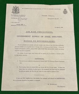 Air Raid Shelter Notification - Sheffield.