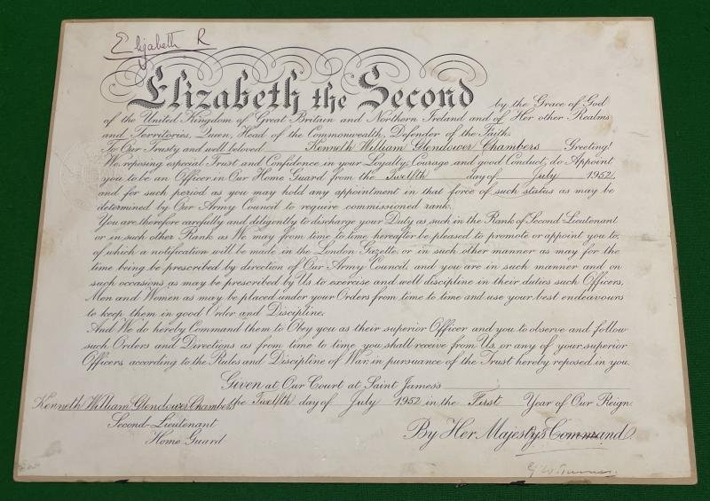 2nd Phase Home Guard Commission Document.