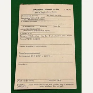 ARP Warden's Report Form Pad.