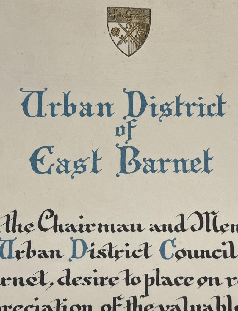 East Barnet Civil Defence certificate. — image 3