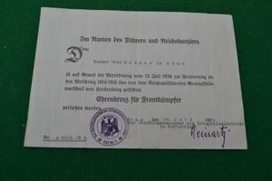 Citation for the Hindenburg cross.