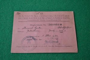 NSDAP Members Card.