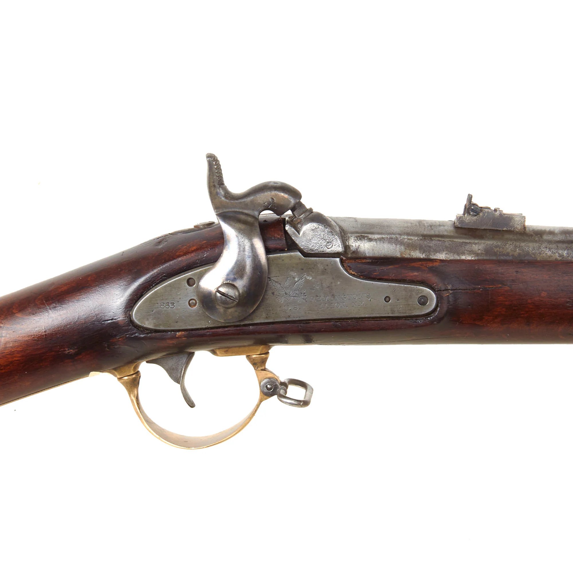 Original U.S. Civil War Rare Remington Contract Model 1863 'Zouave' Percussion Rifle with Very Good Bore - dated 1863 — image 9