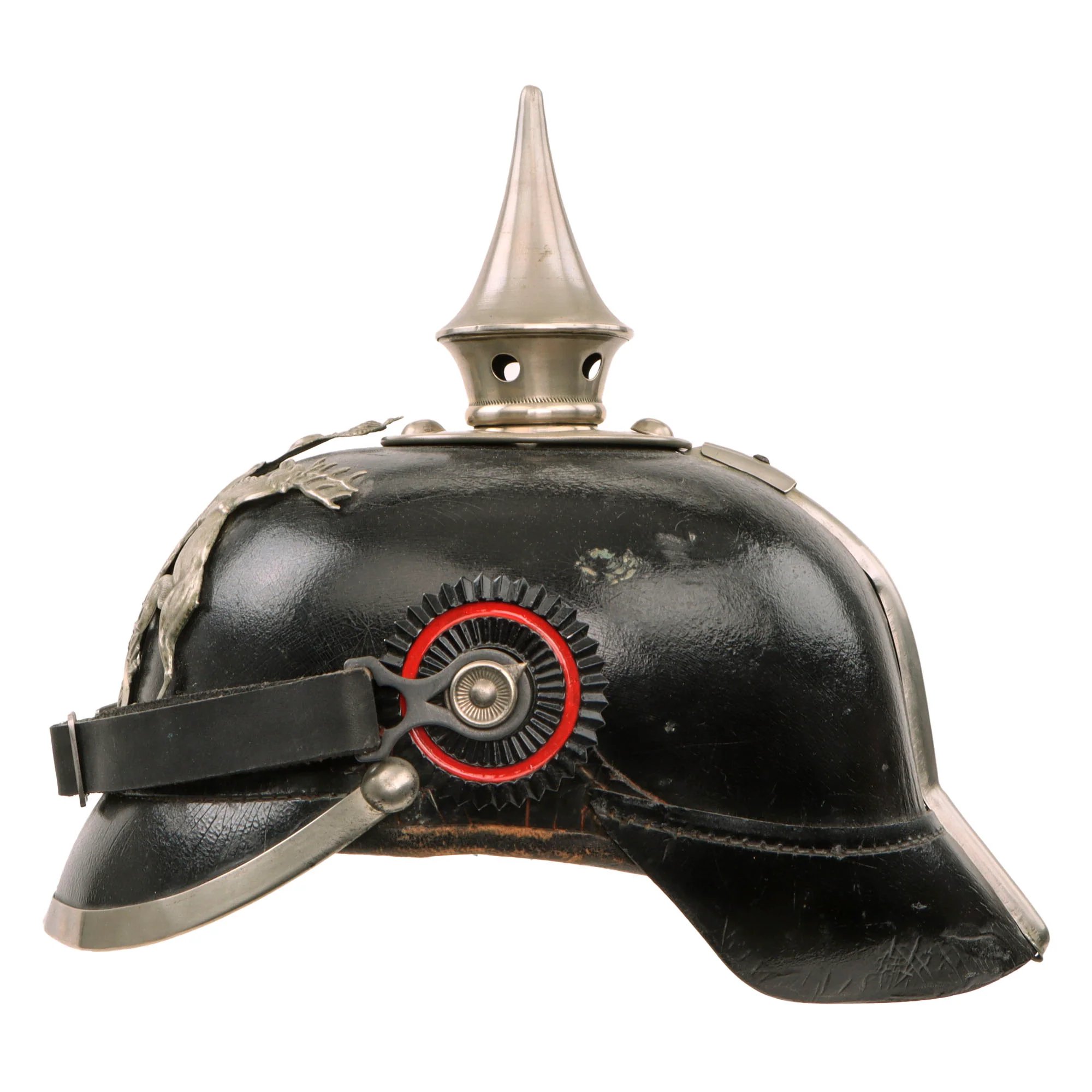 Original German WWI Kingdom of Württemberg M1891 Silver Pioneer EM/NCO Pickelhaube Spiked Helmet with Original Cockades - Size 54 — image 7