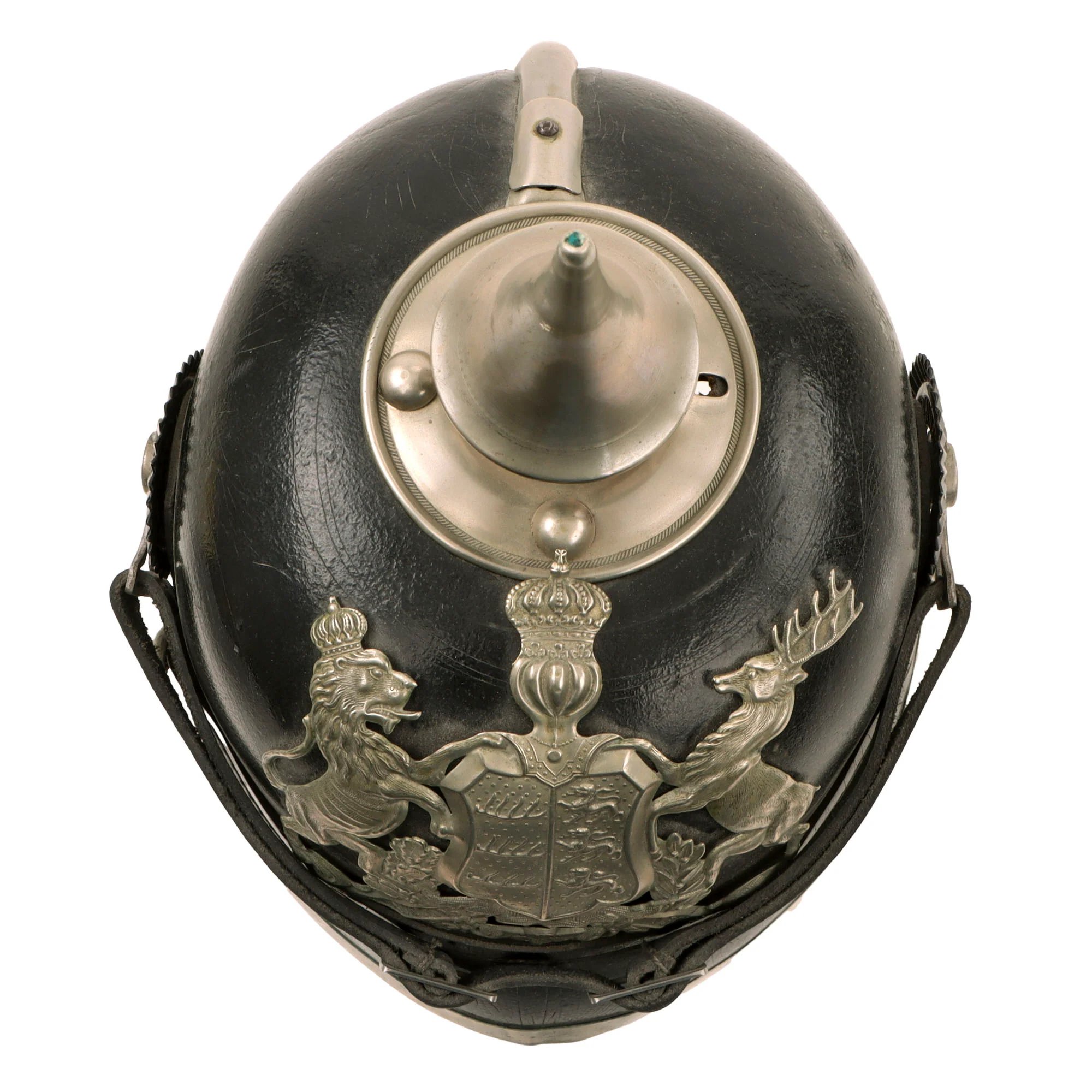 Original German WWI Kingdom of Württemberg M1891 Silver Pioneer EM/NCO Pickelhaube Spiked Helmet with Original Cockades - Size 54 — image 9
