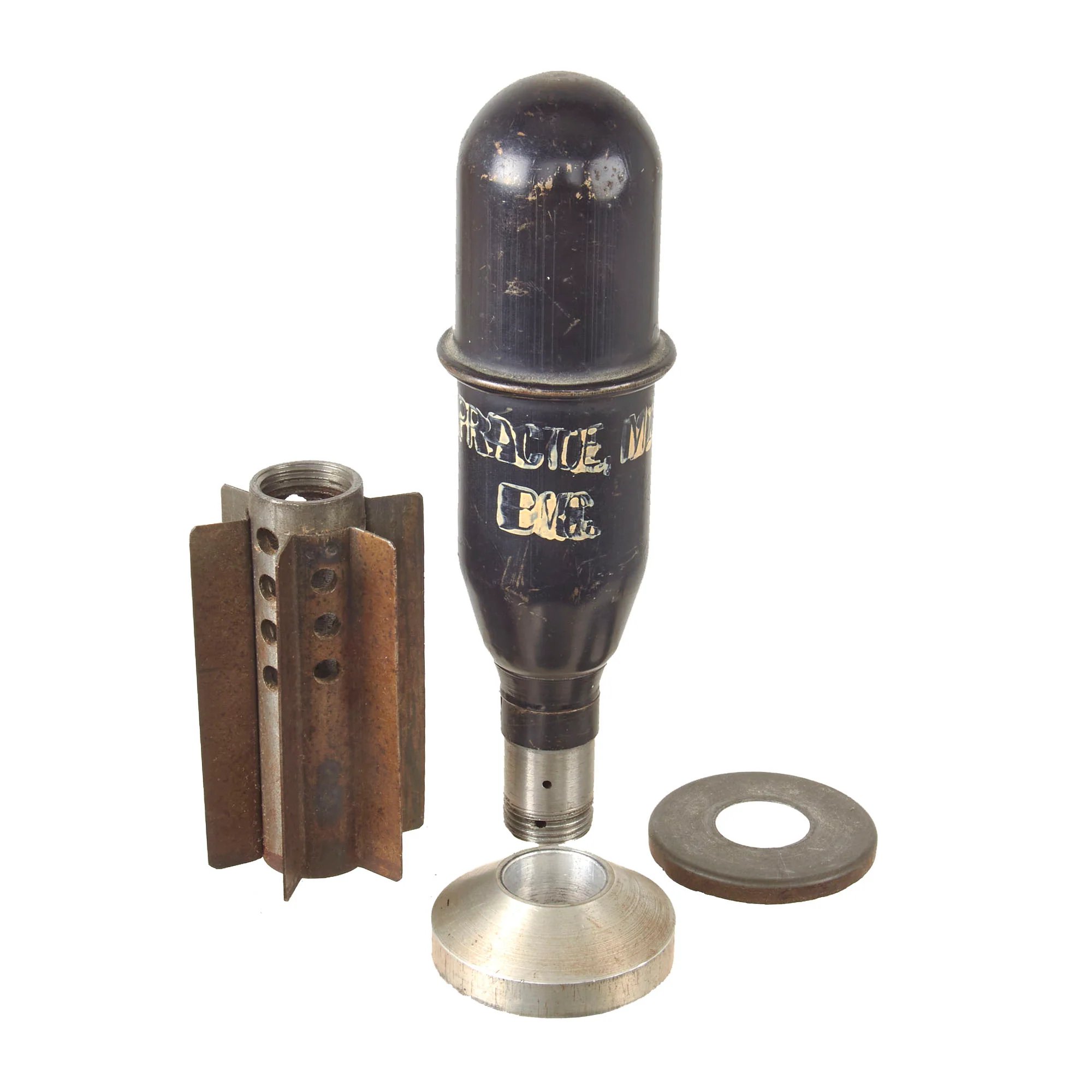 Original U.S. Inert M11A1 Practice Anti-Tank Rifle Grenade with Possibly Experimental or Shop-Made Mortar Adapter — image 3