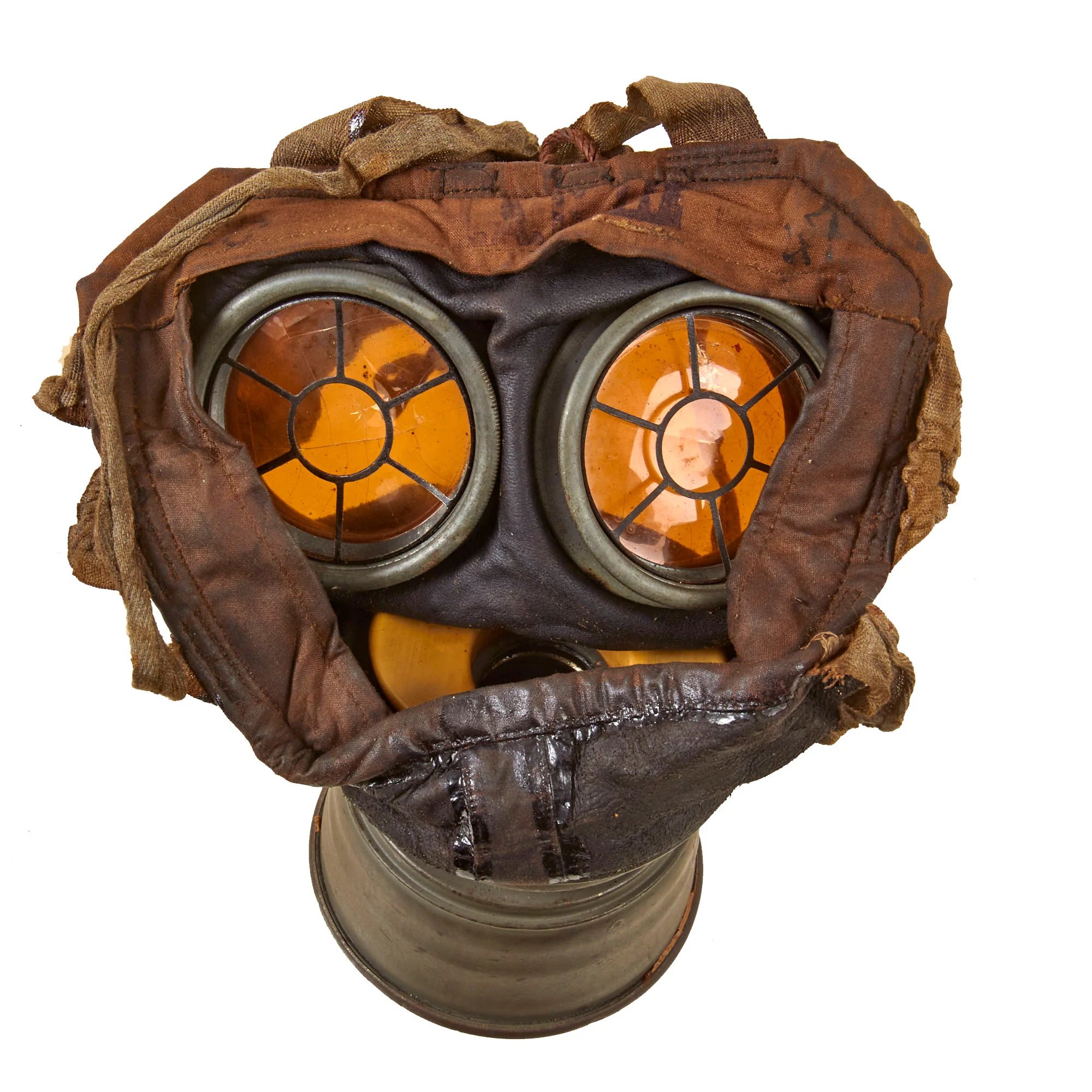 Original Imperial German WWI M1917 Ledermaske Gas Mask in Gummimaske Canister with Replica Carrying Strap — image 10