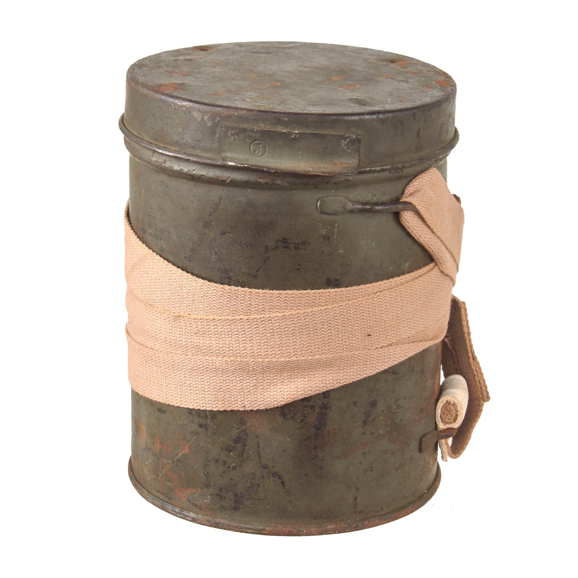 Original Imperial German WWI M1917 Ledermaske Gas Mask in Gummimaske Canister with Replica Carrying Strap — image 3