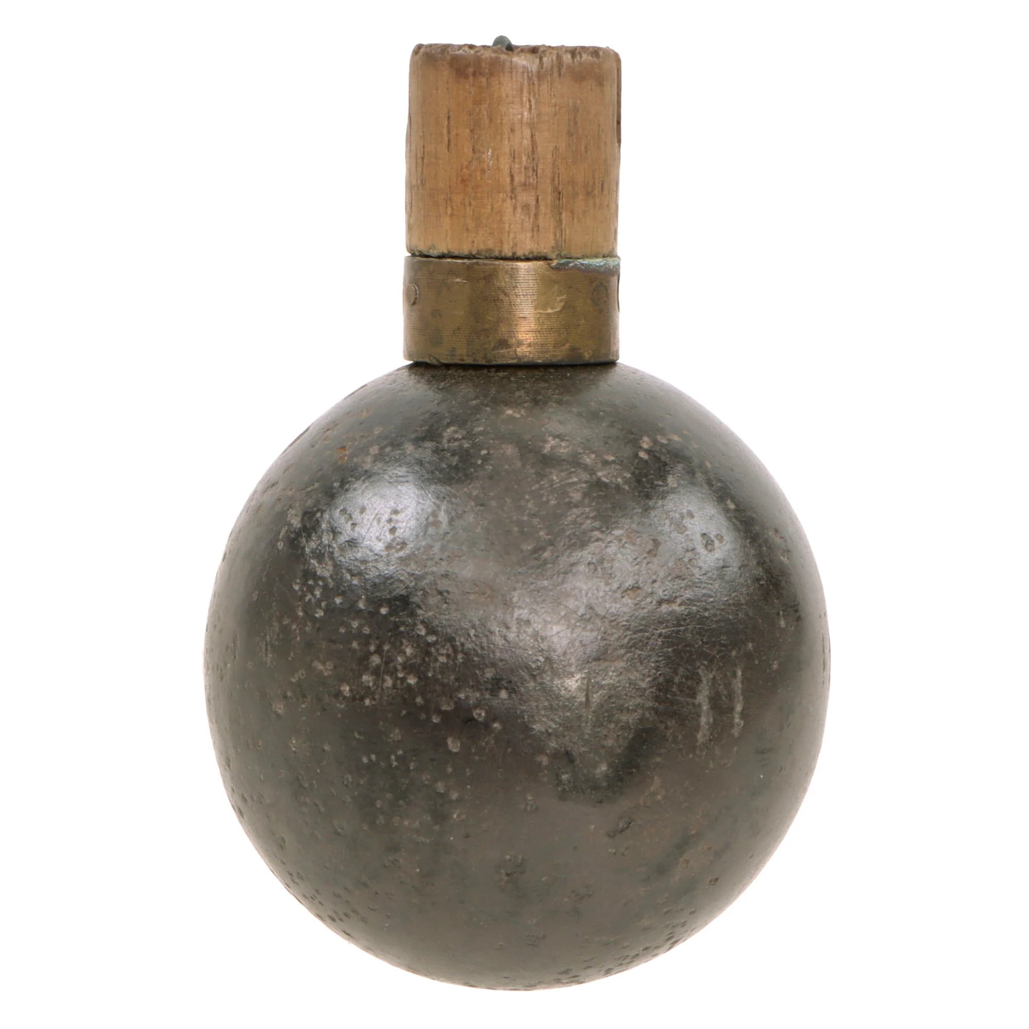Original French WWI Model 1914 Bracelet Ball Hand Grenade with Fuse & Pull Ring Housing - Inert — image 7