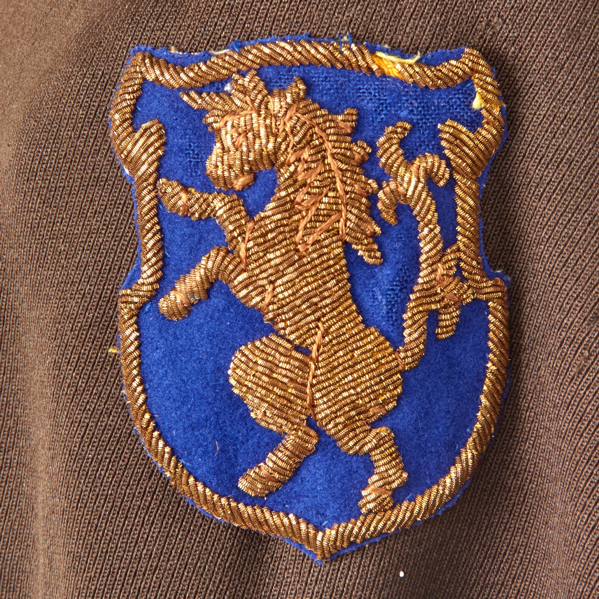 Original U.S. WWII 'Fighting 6th' 6th Mechanized Cavalry Group Captain's Custom Uniform Jacket with Bullion Patch and Piped Officer's Garrison Cap with Enameled DI — image 14