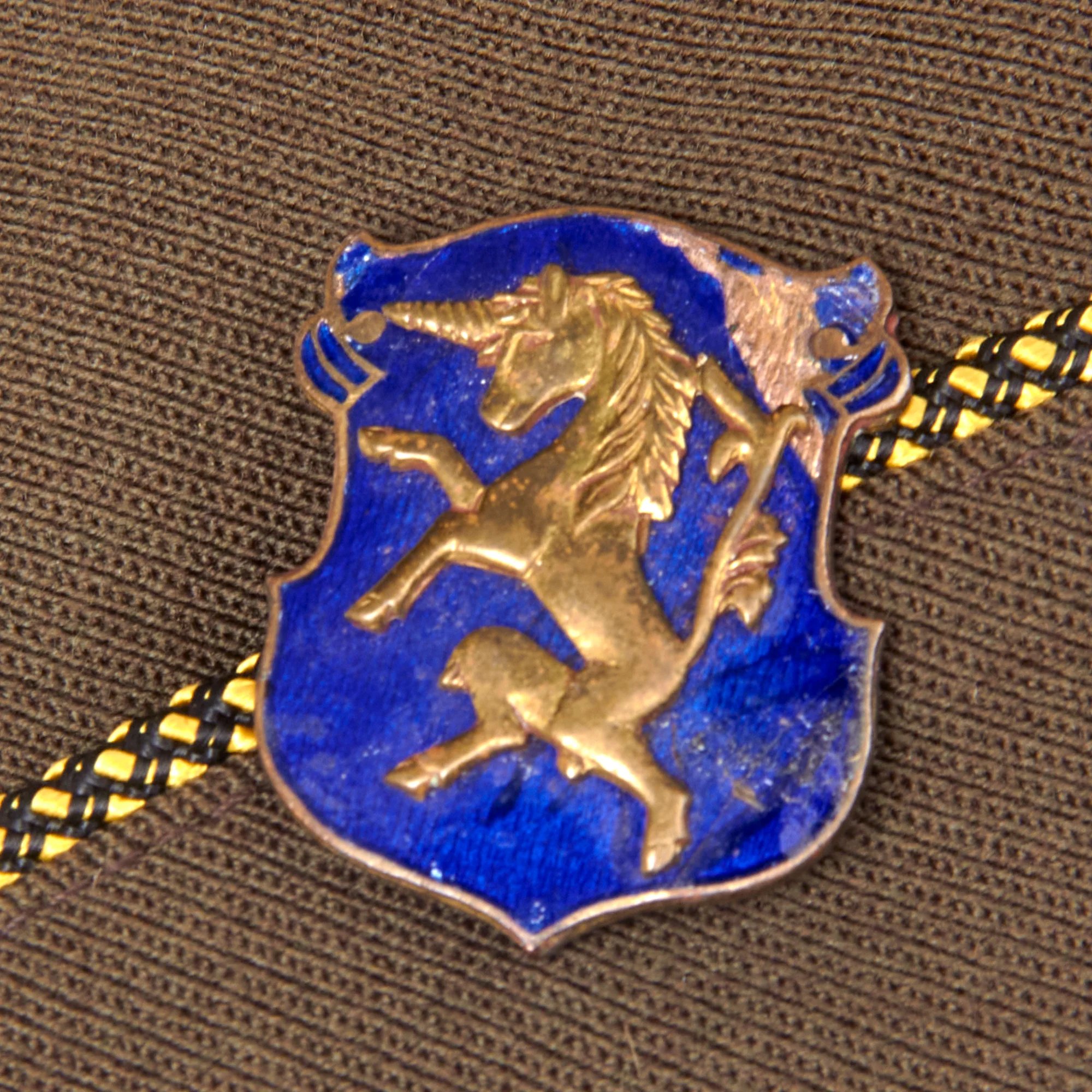 Original U.S. WWII 'Fighting 6th' 6th Mechanized Cavalry Group Captain's Custom Uniform Jacket with Bullion Patch and Piped Officer's Garrison Cap with Enameled DI — image 15