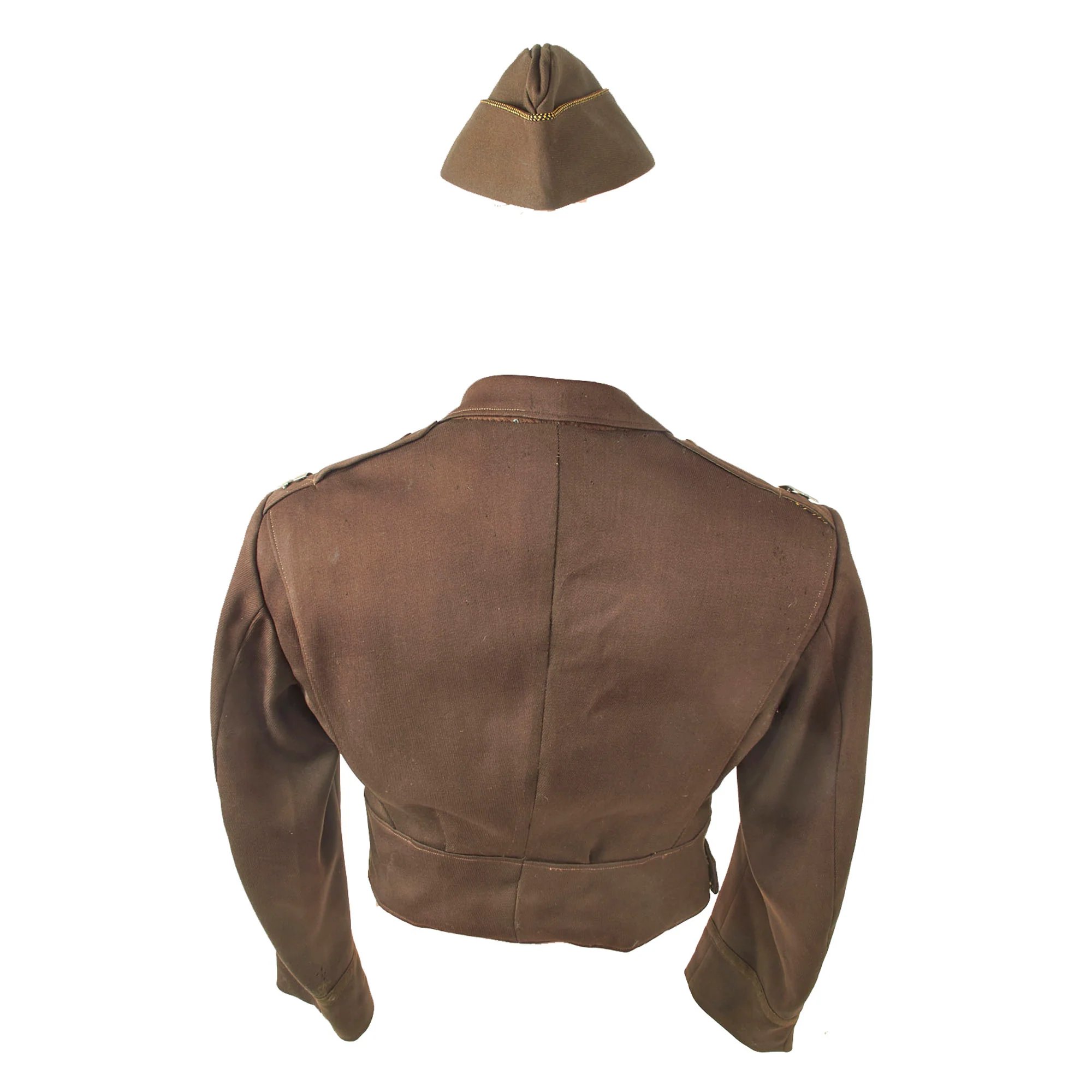 Original U.S. WWII 'Fighting 6th' 6th Mechanized Cavalry Group Captain's Custom Uniform Jacket with Bullion Patch and Piped Officer's Garrison Cap with Enameled DI — image 19