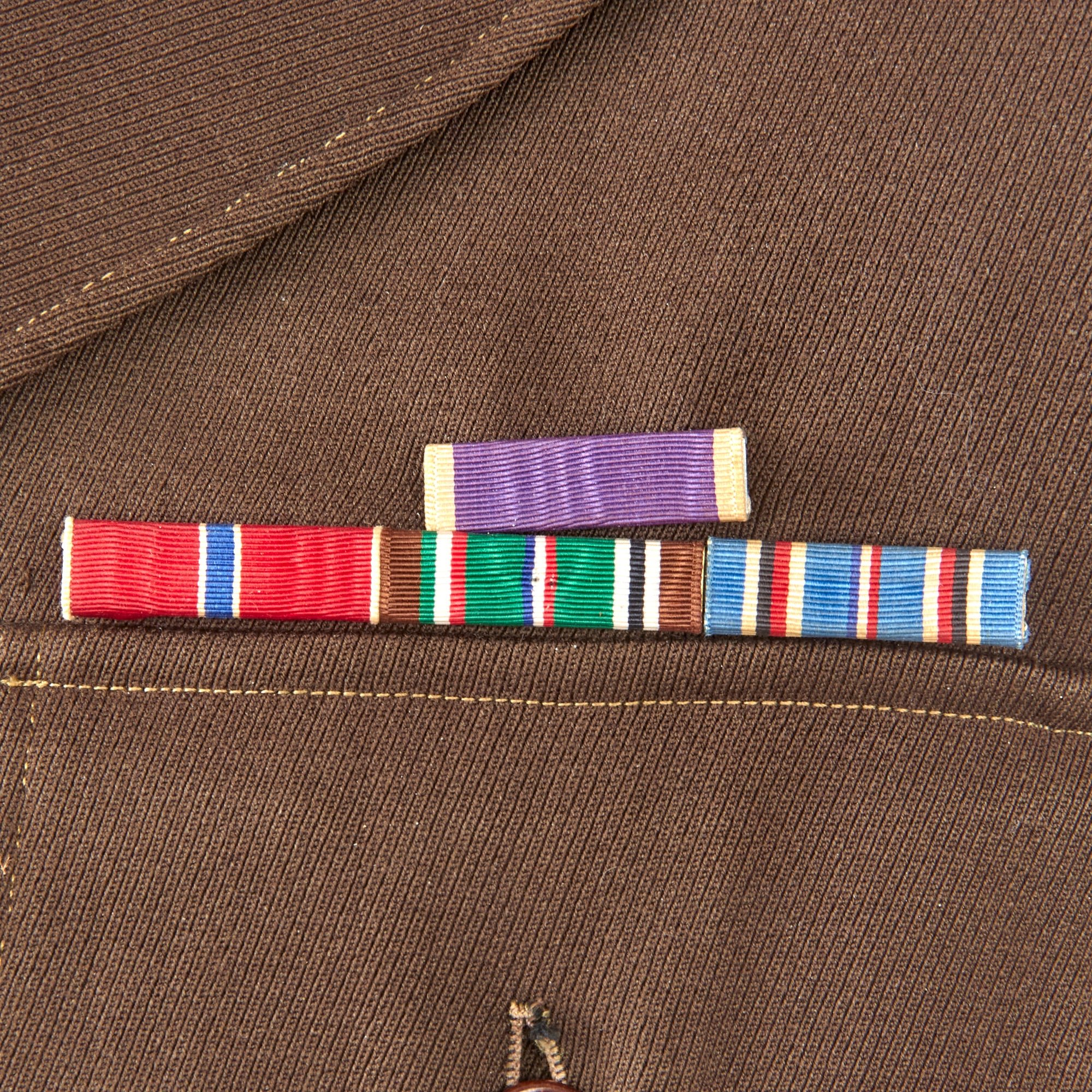 Original U.S. WWII 'Fighting 6th' 6th Mechanized Cavalry Group Captain's Custom Uniform Jacket with Bullion Patch and Piped Officer's Garrison Cap with Enameled DI — image 5