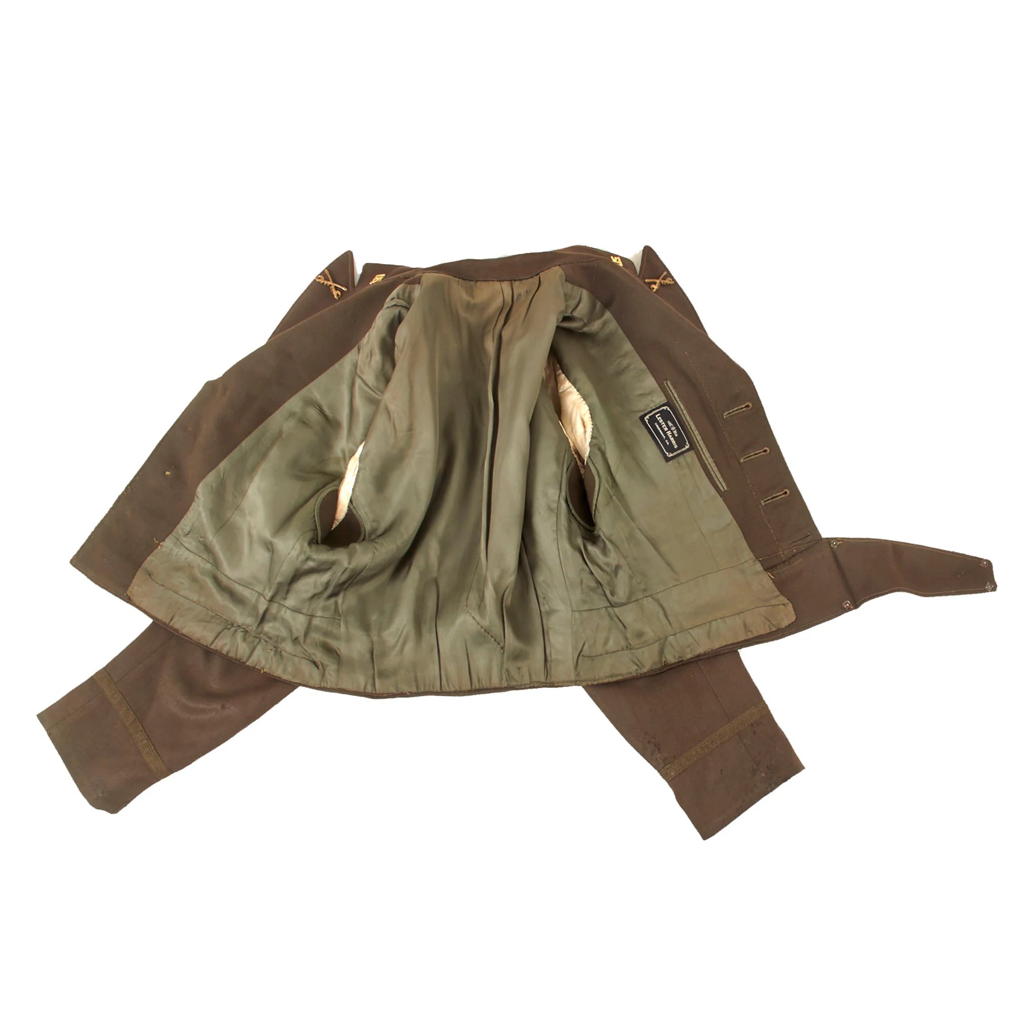 Original U.S. WWII 'Fighting 6th' 6th Mechanized Cavalry Group Captain's Custom Uniform Jacket with Bullion Patch and Piped Officer's Garrison Cap with Enameled DI — image 8