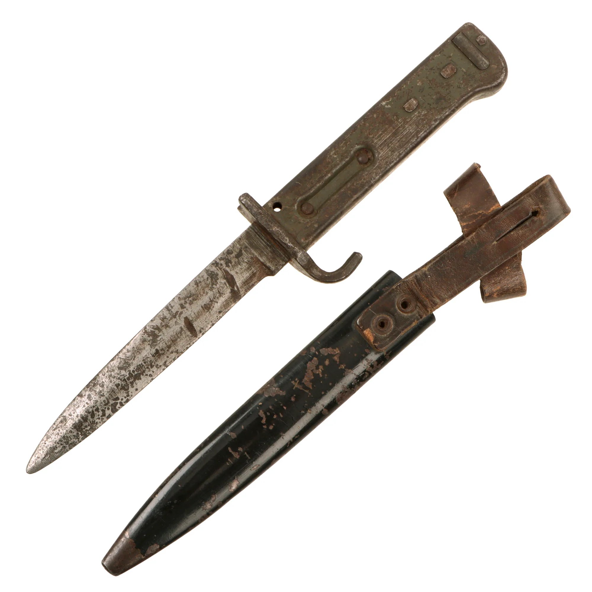 Original German WWI Steel Hilt 5 1/4' Blade Ersatz Bayonet Fighting Knife Combination with Scabbard - Carter Type EB2 — image 2