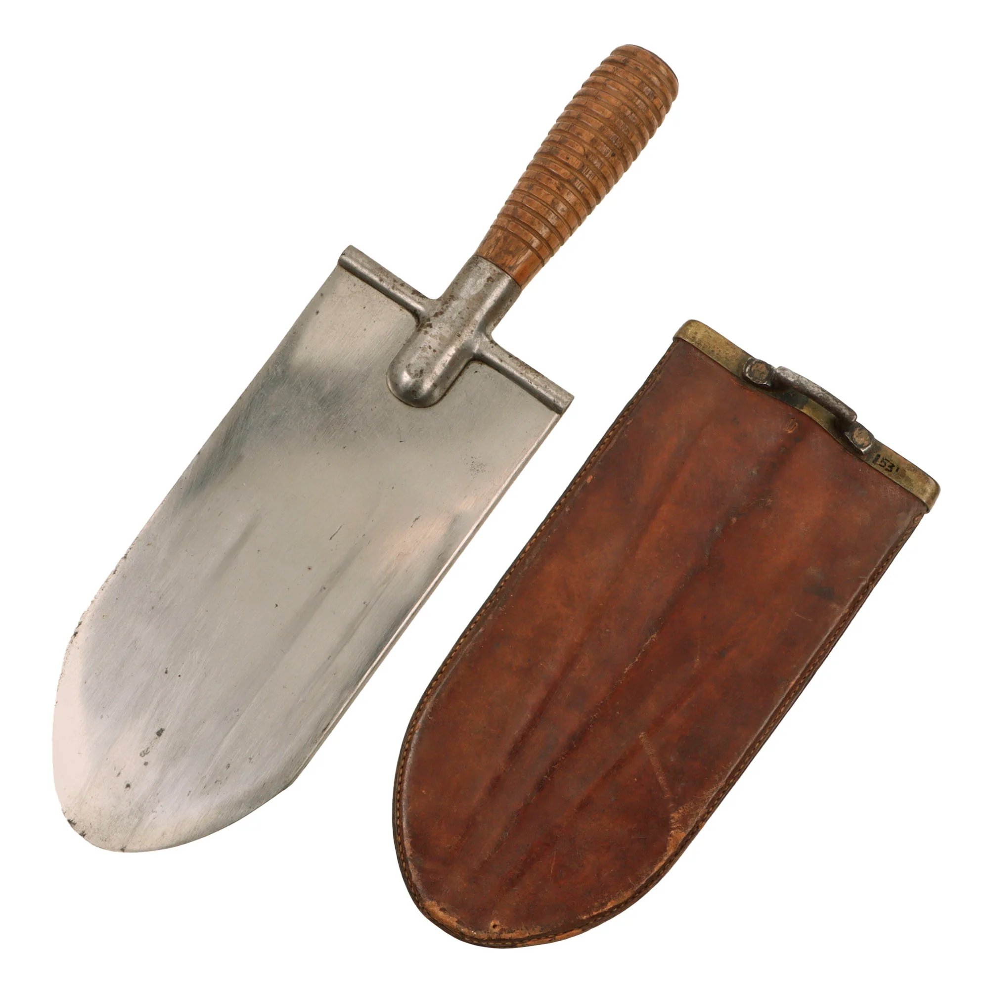 Original U.S. Indian Wars Era Model 1873 Entrenching Tool Knife with U.S. Marked Leather Scabbard — image 3