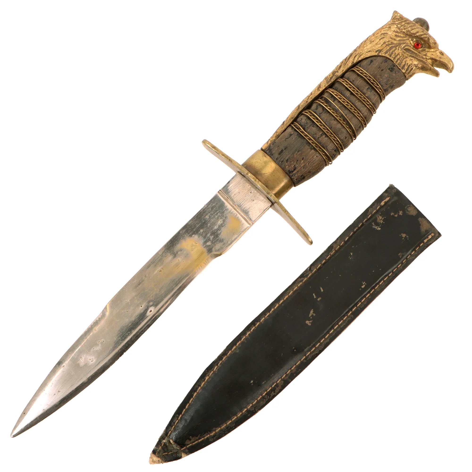 Original Italian WWII Fascist Youth GIL Cadet Dagger with Wood Grip and Oilcloth Sheath — image 2