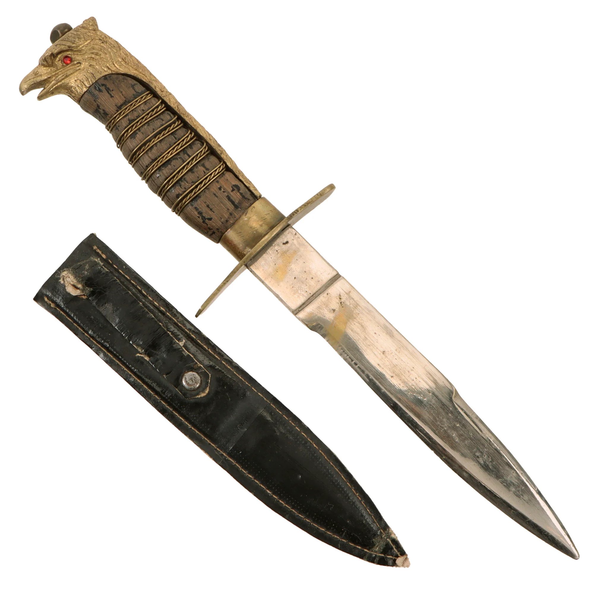 Original Italian WWII Fascist Youth GIL Cadet Dagger with Wood Grip and Oilcloth Sheath — image 3