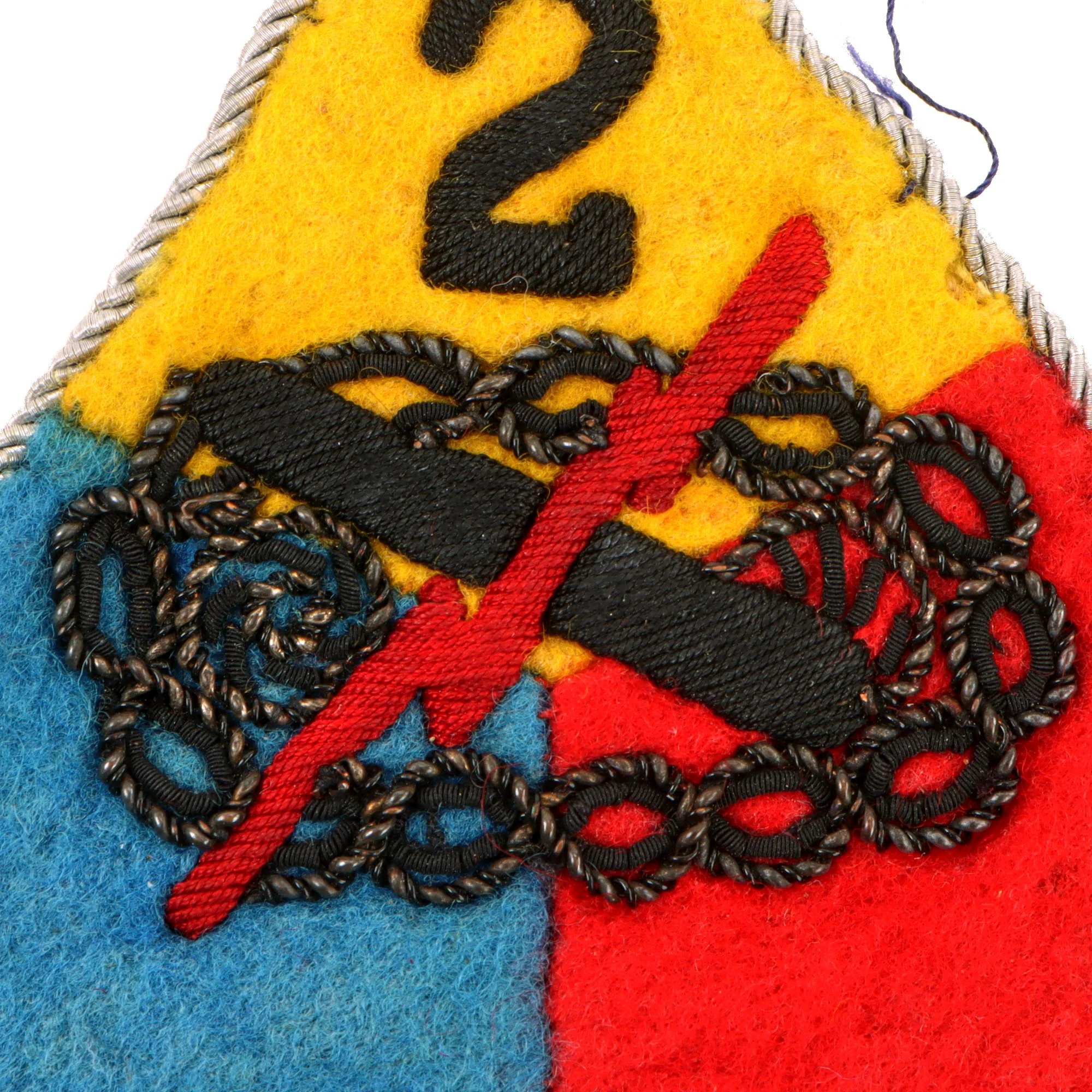 Original U.S. WWII German Occupation-Made 2nd Armored Division Patch with Bullion Construction — image 4