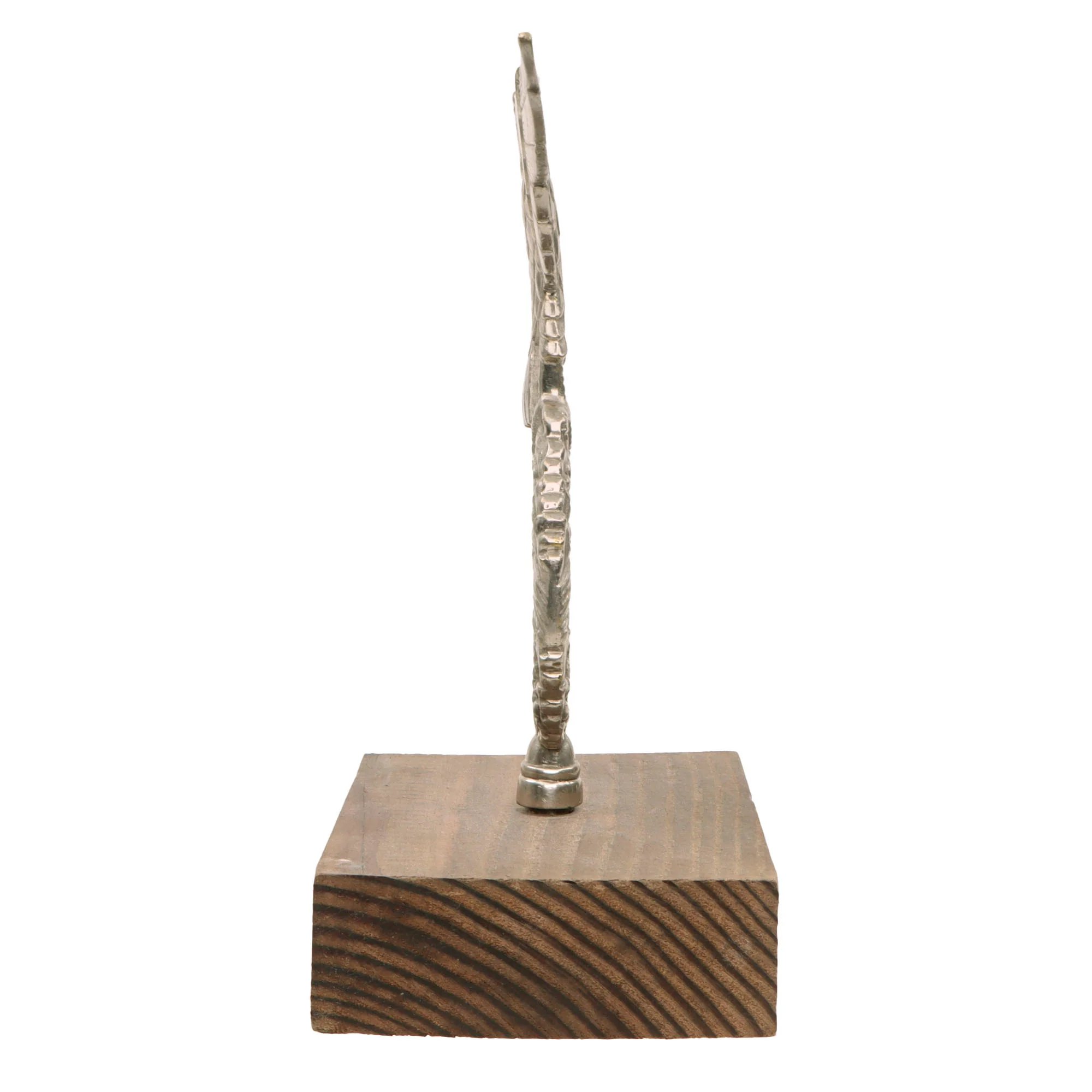 Original German WWII NSDAP National Socialist Party First Pattern Flag Pole Finial 'Topper' with Wood Stand - Plated Brass — image 3