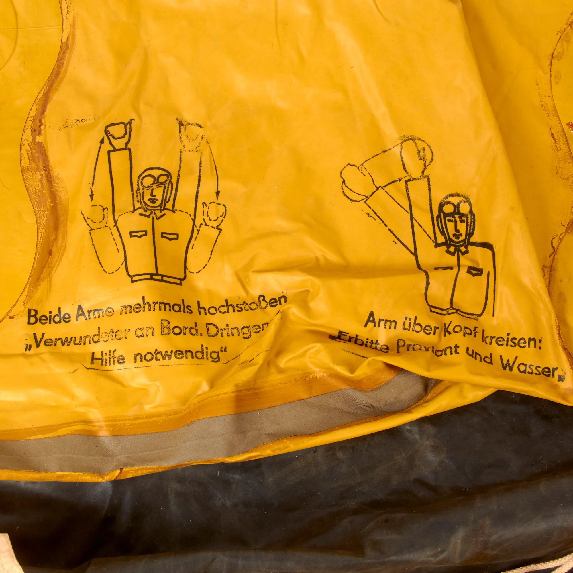 Original German WWII Unissued Luftwaffe Einmannshlauchboot Rubber Survival Dinghy Single Person Inflatable Boat by Klepper-Werke of Rosenheim with Collapsible Oar, Emergency Petrol & Water Canteens and Other Accessories — image 23