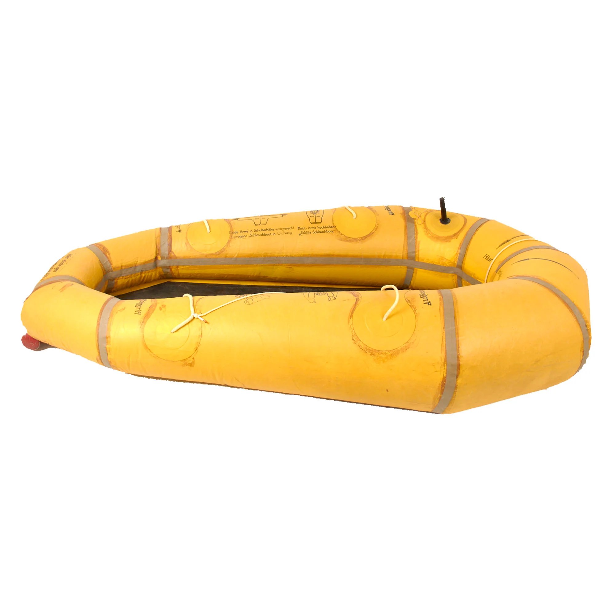 Original German WWII Unissued Luftwaffe Einmannshlauchboot Rubber Survival Dinghy Single Person Inflatable Boat by Klepper-Werke of Rosenheim with Collapsible Oar, Emergency Petrol & Water Canteens and Other Accessories — image 9