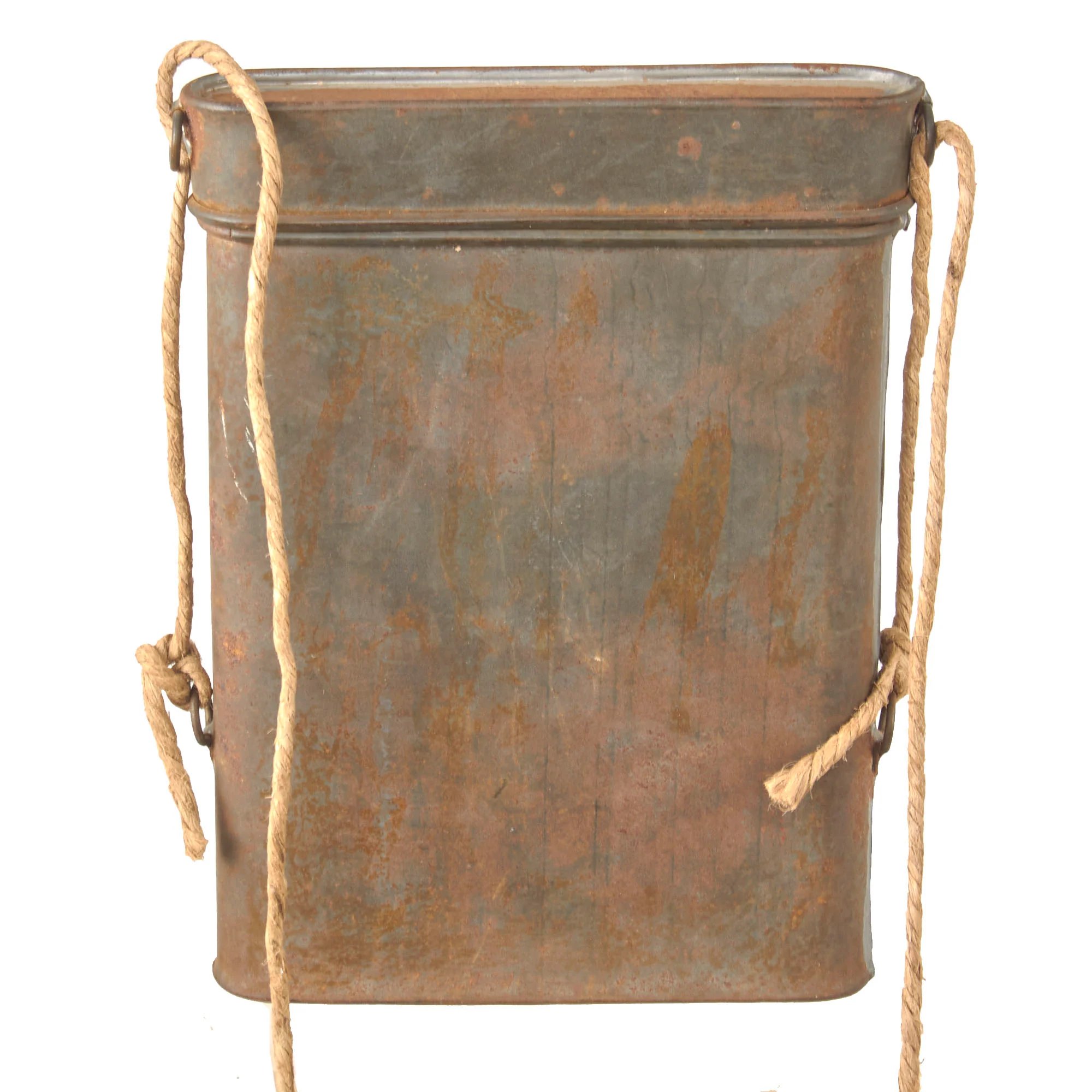 Original French WWI Early War Thin M2 Gas Mask Storage Tin with Original Carry Rope — image 3