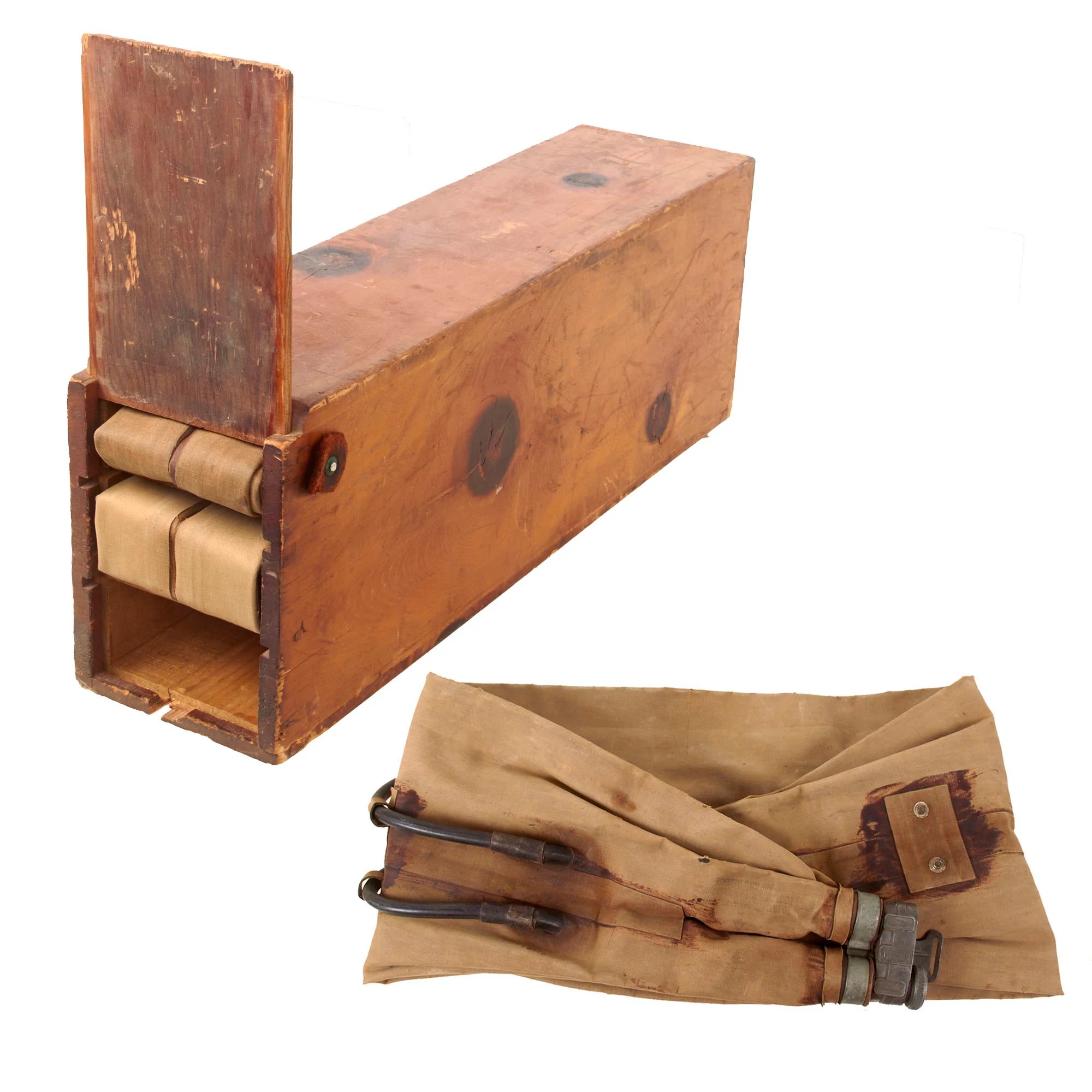 Original U.S. WWII Navy Original Crate of M1926 D-Day Inflatable Floatation Belt Life Preservers with Three Examples - Dated May, September, and October 1944 — image 2