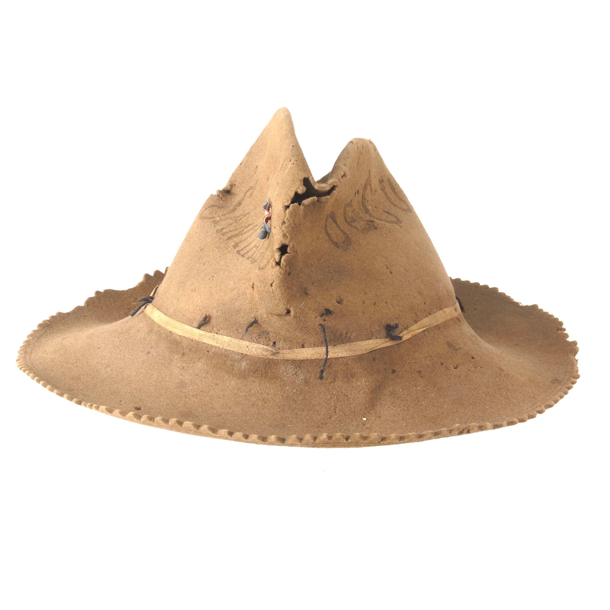 Original U.S. Spanish-American War Battle of Santiago de Cuba M1883 Campaign Hat Inscribed 'SANTIAGO DE CUBA' with Serrated Edge — image 2