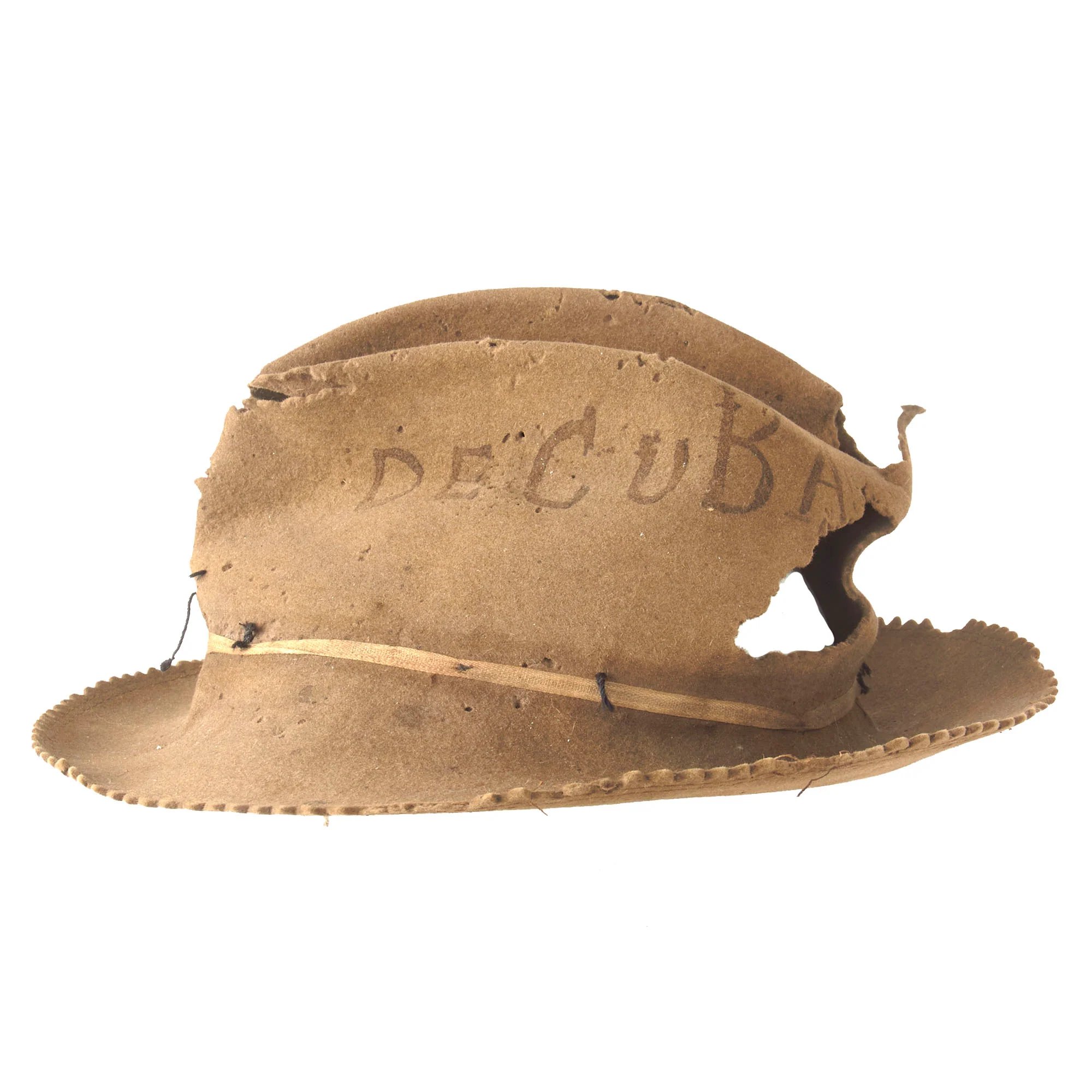 Original U.S. Spanish-American War Battle of Santiago de Cuba M1883 Campaign Hat Inscribed 'SANTIAGO DE CUBA' with Serrated Edge — image 4