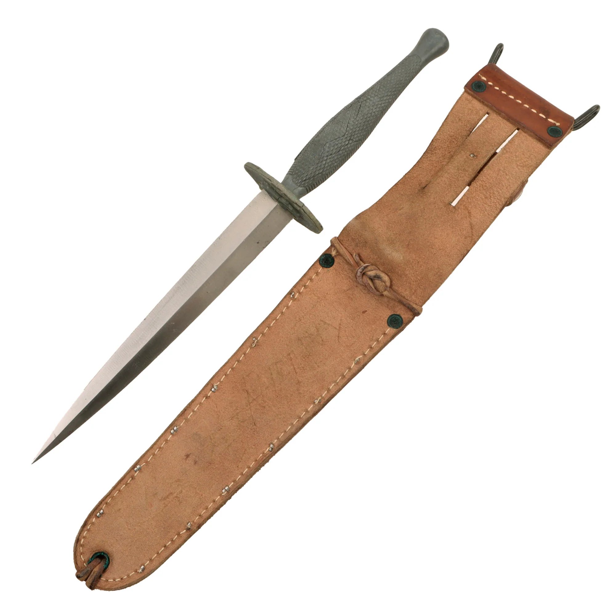 Original U.S. WWII USMC Marine Raider Stiletto Dagger by Camillus with M6 Sheath & Braided Chain Thong — image 3