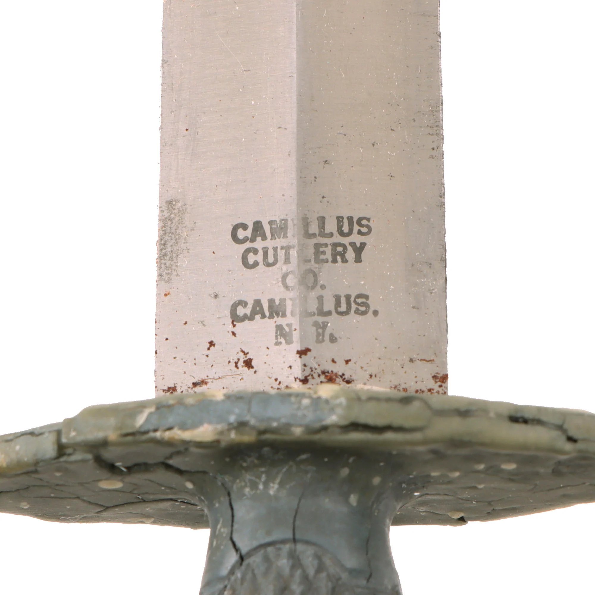 Original U.S. WWII USMC Marine Raider Stiletto Dagger by Camillus with M6 Sheath & Braided Chain Thong — image 7