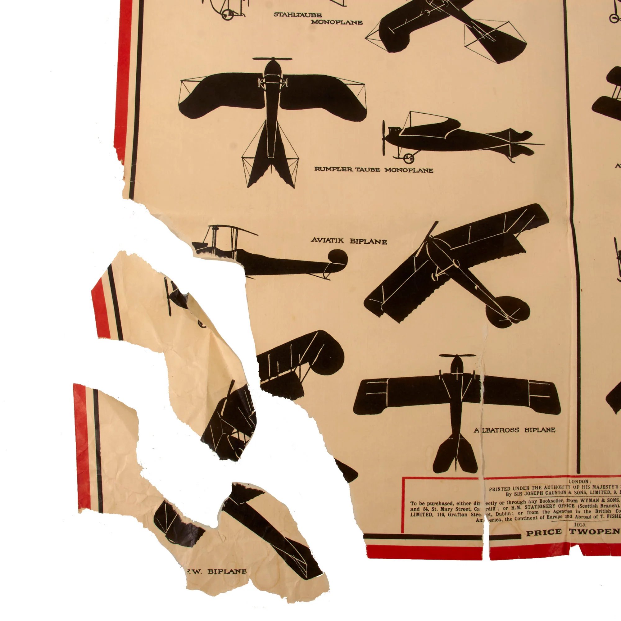 Original British WWI Public Warning Airships Identification Poster - Damaged - 19 ½ x 29 ½' — image 5