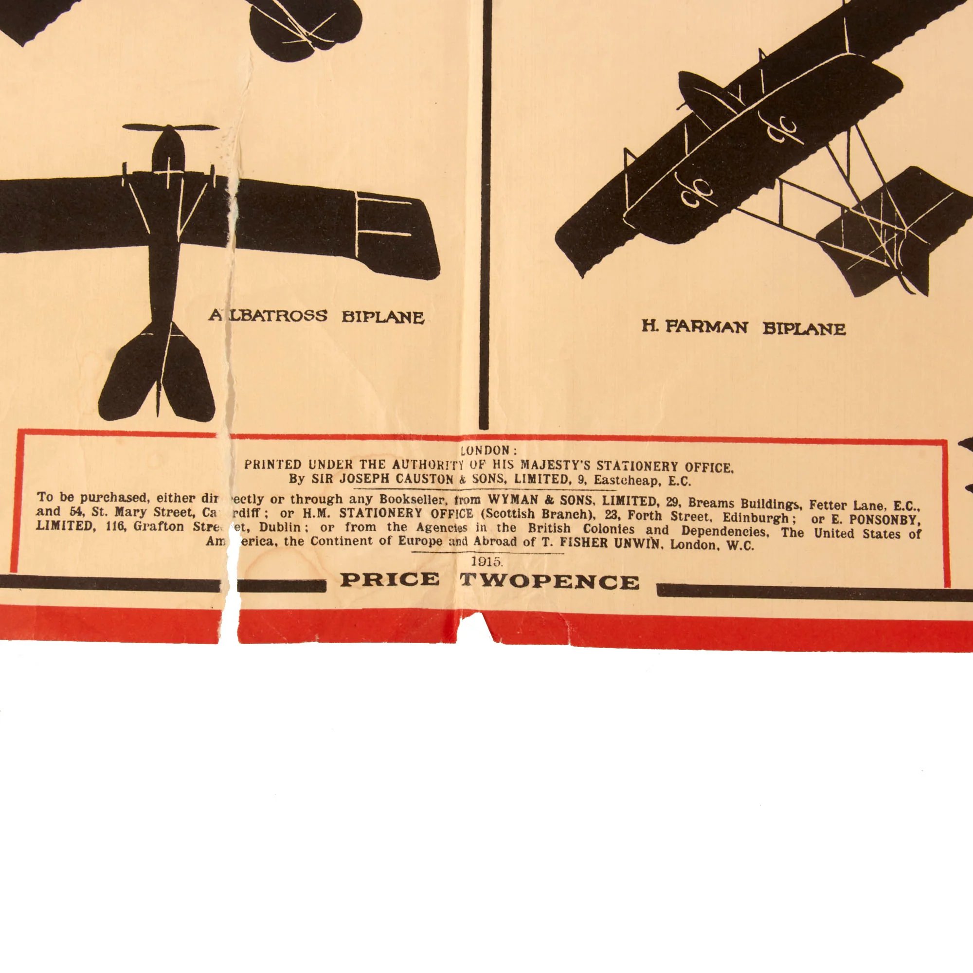 Original British WWI Public Warning Airships Identification Poster - Damaged - 19 ½ x 29 ½' — image 7
