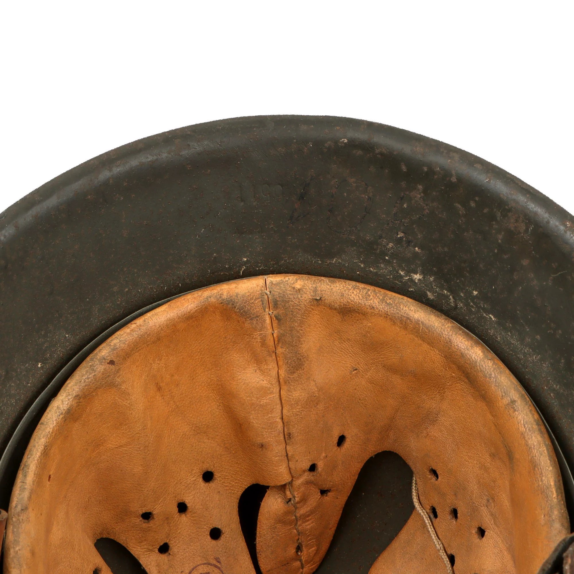 Original German WWII M42 Heer Army No Decal Dome Stamped Helmet with 1943 Dated 56cm Liner & Chinstrap - Stamped EF64 — image 12