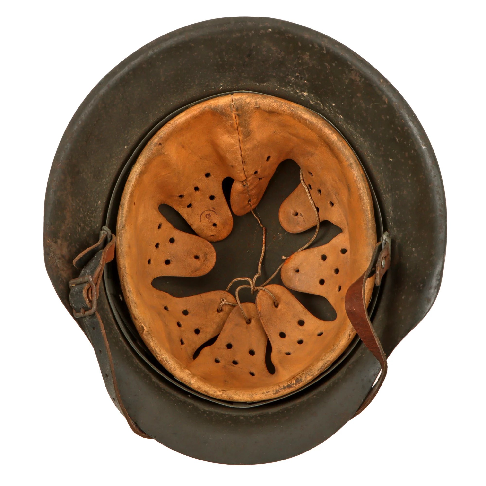 Original German WWII M42 Heer Army No Decal Dome Stamped Helmet with 1943 Dated 56cm Liner & Chinstrap - Stamped EF64 — image 4