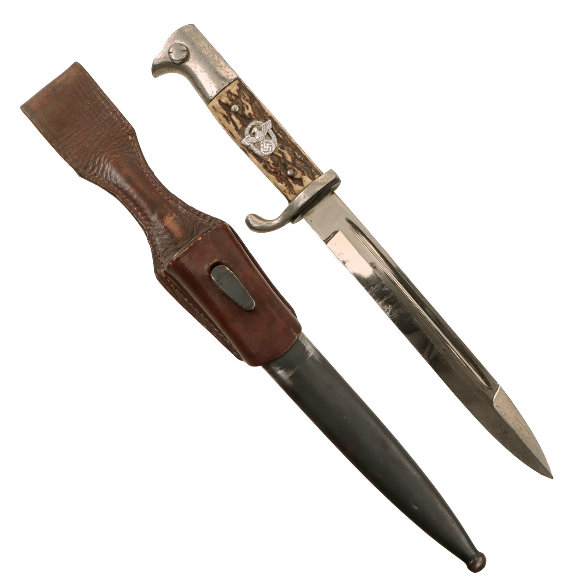 Original German WWII Rare Rural Police Short Dress Knife Bayonet by Alexander Coppel with Scabbard and Frog — image 2