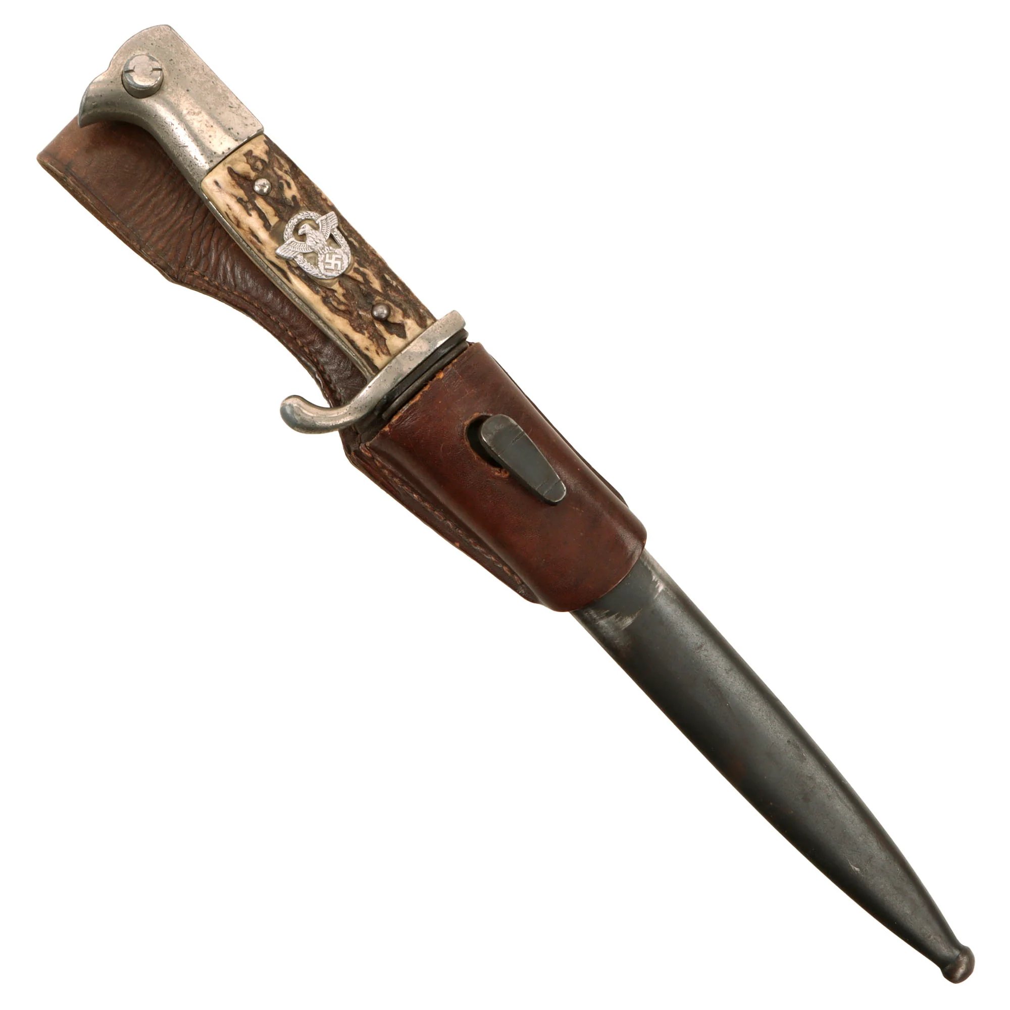 Original German WWII Rare Rural Police Short Dress Knife Bayonet by Alexander Coppel with Scabbard and Frog — image 4