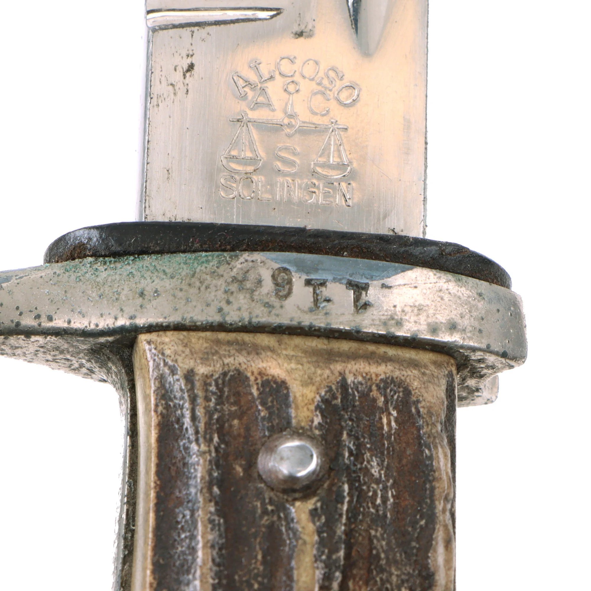 Original German WWII Rare Rural Police Short Dress Knife Bayonet by Alexander Coppel with Scabbard and Frog — image 5