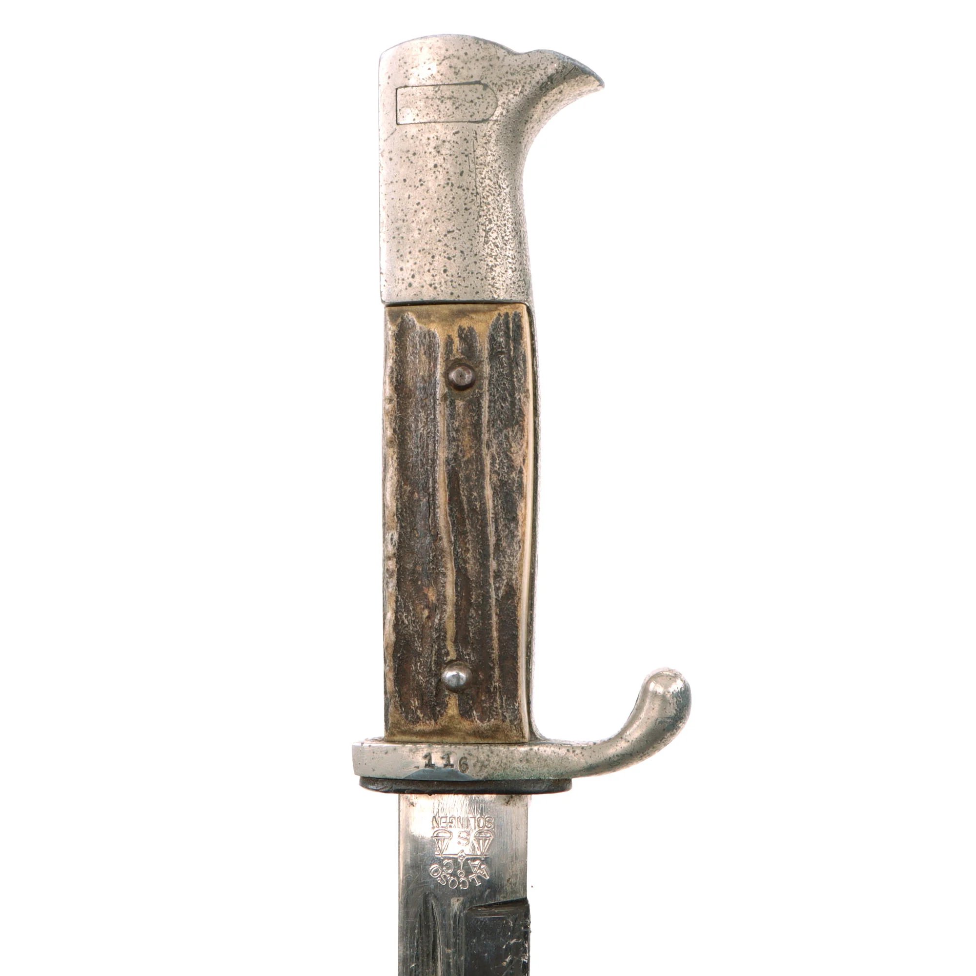 Original German WWII Rare Rural Police Short Dress Knife Bayonet by Alexander Coppel with Scabbard and Frog — image 9