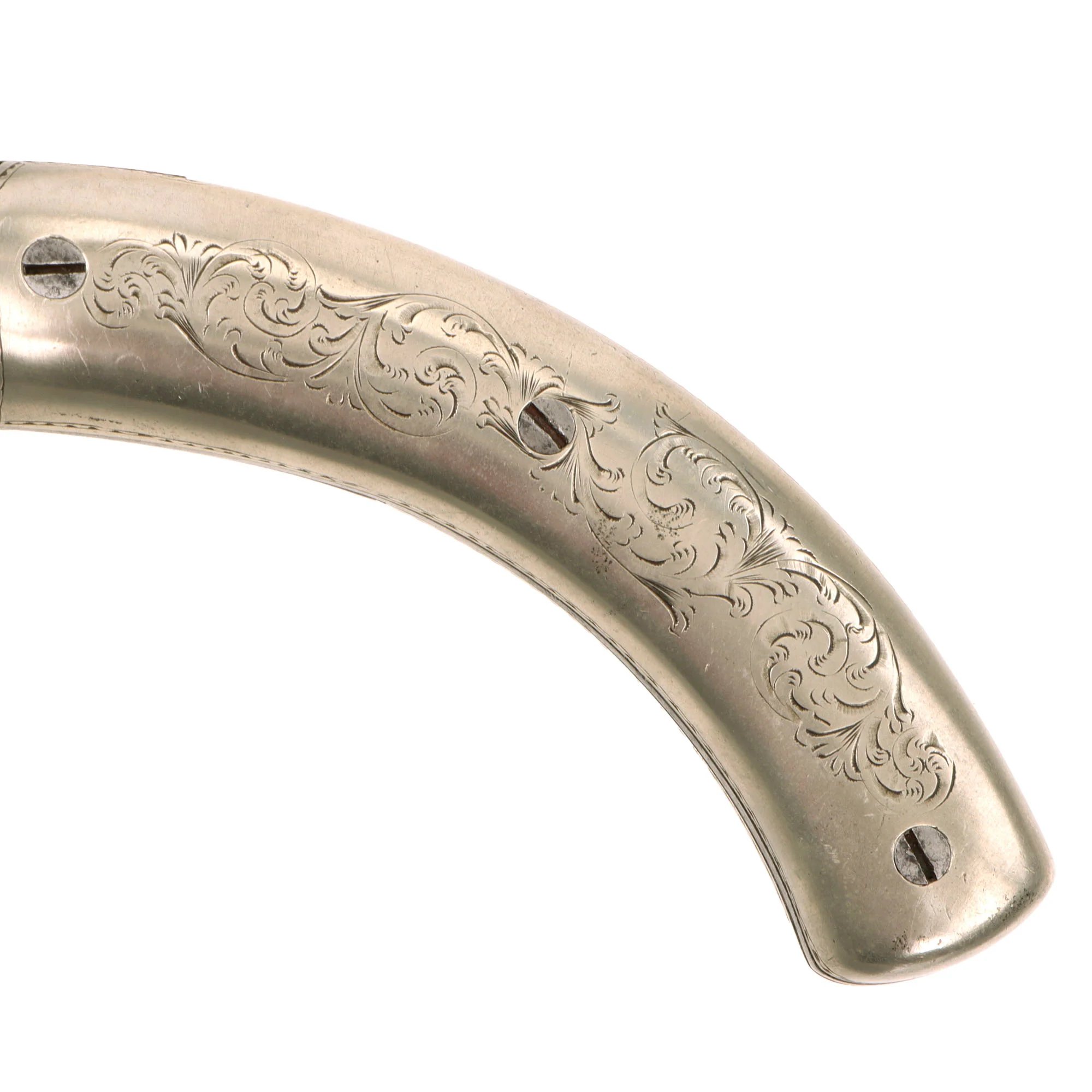 Original 19th Century French Dumouthier Style Double Barrel Percussion 'Bowie' Knife Pistol with Engraved German Silver Grip - Circa 1850 — image 9