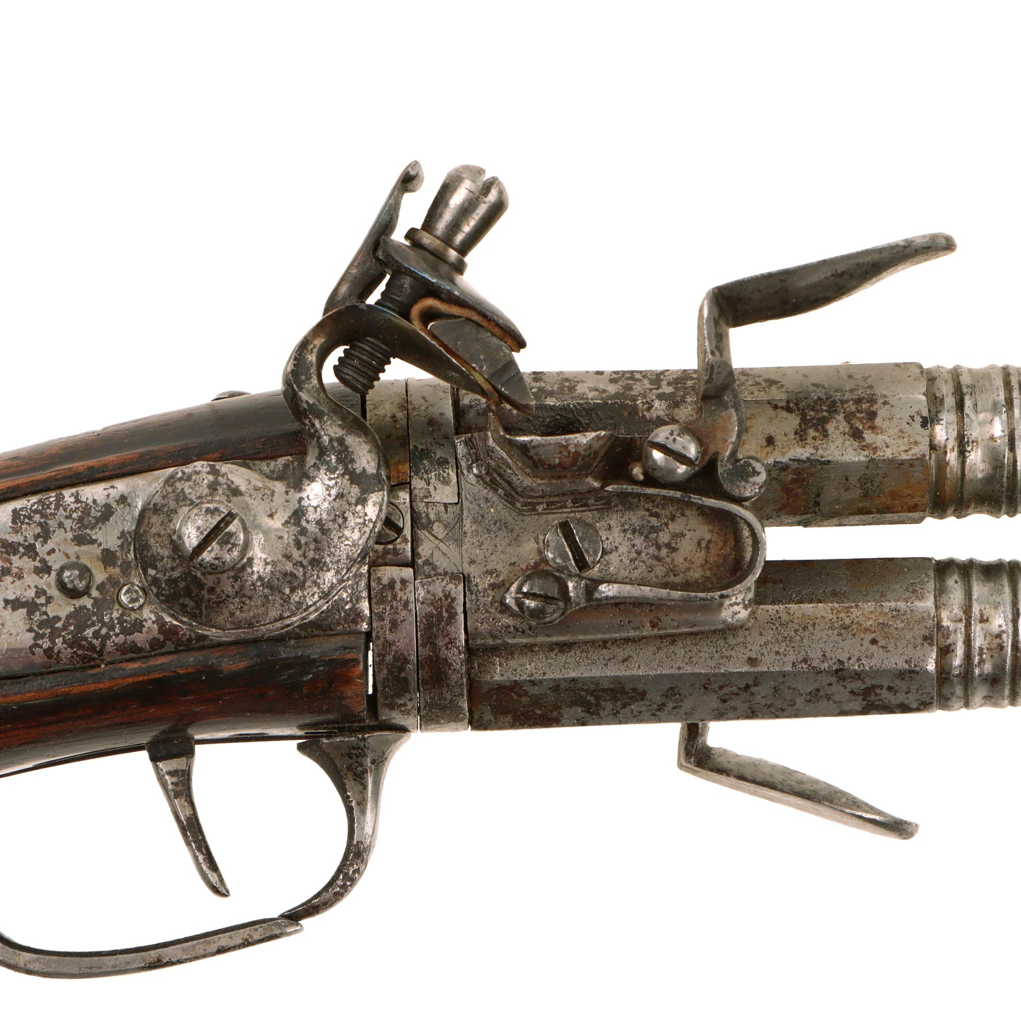Original Late 18th Century European Swivel Breech Double Barrel Turn-Over Flintlock Pistol - Circa 1780 - 1800 — image 11